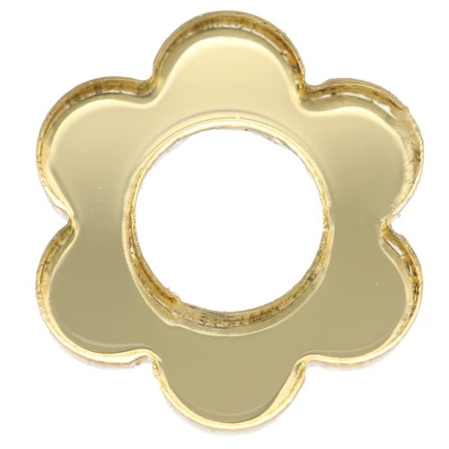Colgante flor plexiglás 14 mm - Efecto espejo - Dorado x1