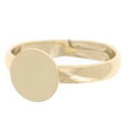 Anillo con media banda ajustable T52 a 56 - cabujón 8 mm - 3 micras chapado en oro