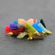 Pompon de algodón 15 mm Azul/Dorado HQ x1