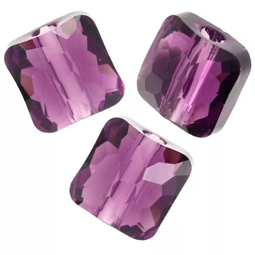 Cuentas cuadradas 6 mm - Fantasy Square PureCrystal 5035 - Amatista x6