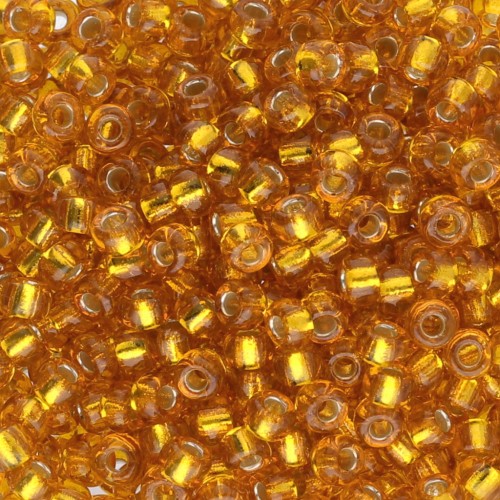 Rocalla Miyuki 8/0 4261 - Forrada de Plata Teñida de Ámbar Dorado x8g