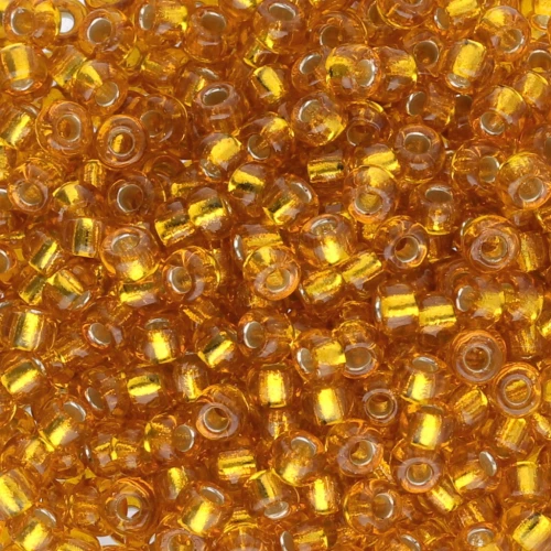 Rocalla Miyuki 8/0 4261 - Forrada de Plata Teñida de Ámbar Dorado x8g