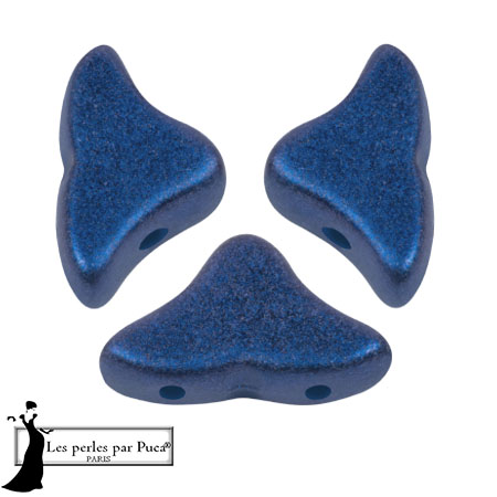 Cuentas de cristal Helios® de Puca® 6x10mm - Azul Caribe Metálico Mate x10g