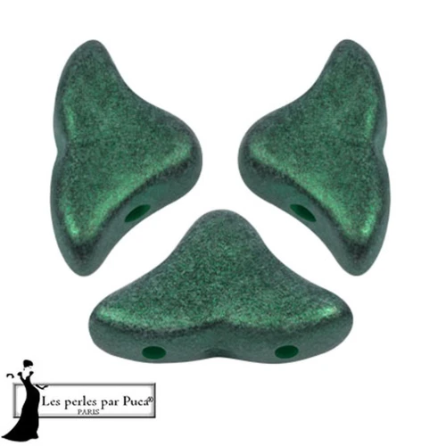 Cuentas de cristal Helios® de Puca® 6x10mm - Bosque Verde Metálico Mate x10g