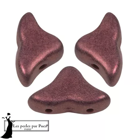 Cuentas de cristal Helios® de Puca® 6x10mm - Rojo Viejo Metálico Mate x10g