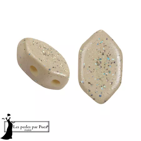 Cuentas de cristal Paros® de Puca® 7x4 mm - Constellation Beige x10g