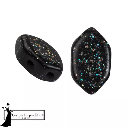 Cuentas de cristal Paros® de Puca® 7x4 mm - Constelación Negra x10g