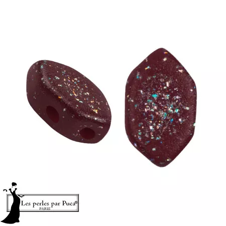 Cuentas de cristal Paros® de Puca® 7x4 mm - Granate Constelación x10g