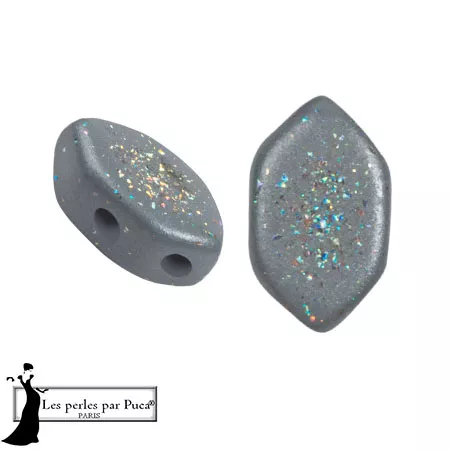 Cuentas de cristal Paros® de Puca® 7x4 mm - Constelación Gris x10g