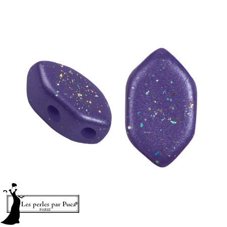 Cuentas de cristal Paros® de Puca® 7x4 mm - Purple Rain Constellation x10g