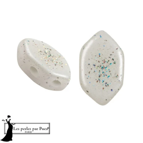Cuentas de cristal Paros® de Puca® 7x4 mm - Constelación Blanca x10g