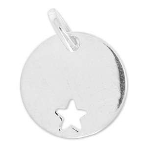 Dije medalla estrella 15 mm de Plata 925 x1
