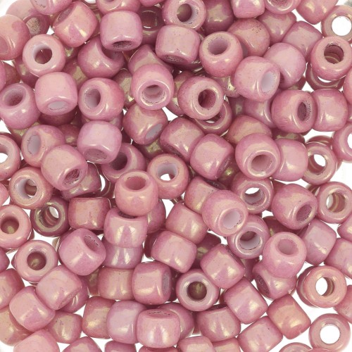 Cuentas de Rocalla Matubo 7/0 - 3,5 mm, rosa opaco con aspecto cerámico, 10 g
