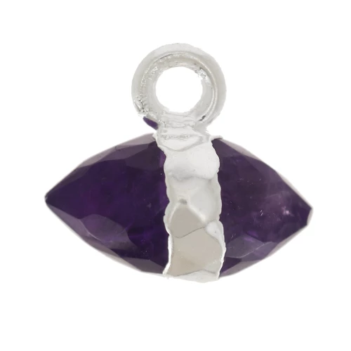 Dije de piedra preciosa facetada 9x10,5 mm - Amatista - Plata 925 x1