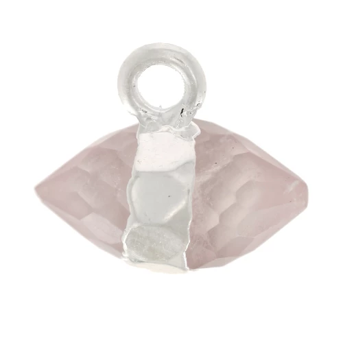 Dije de piedra preciosa facetada 9x10,5 mm - Cuarzo rosa - Plata 925 x1