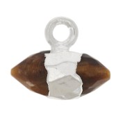 Dije de gema facetada 9x10.5 mm - Ojo de Tigre - Plata 925 Plateado x1|raw }}