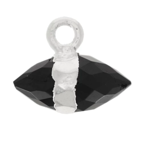 Dije de piedra preciosa facetada de 9x10,5 mm - Ónix negro - Plata 925 x1