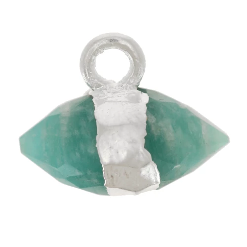 Dije de piedra preciosa facetada 9x10.5 mm - Amazonita - Plata 925 x1