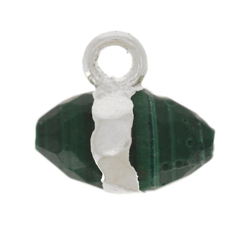 Dije de piedra preciosa facetada 9x10,5 mm - Malaquita - Plata 925 x1