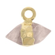 Dije de piedra preciosa facetada de 9x10,5 mm - Cuarzo rosa - Dorado con oro fino|raw }}