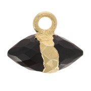 Dije de piedra preciosa facetada de 9x10,5 mm - Ónix negro - Dorado con oro fino