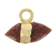 Dije de punta facetada de imitación de gema de 9x10,5 mm - Piedra de oro - Dorado con oro fino|raw }}