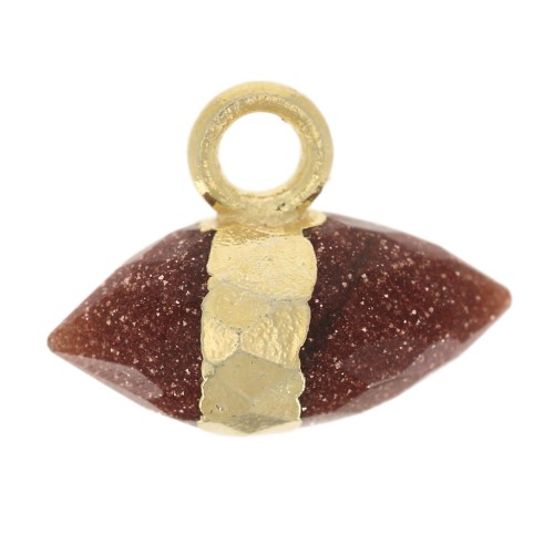 Dije de punta facetada de imitación de gema de 9x10,5 mm - Piedra de oro - Dorado con oro fino