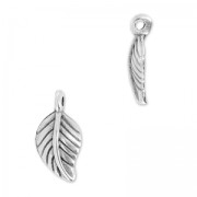 Dije feuille 13x7 mm Chapado Plateado envejecido x1