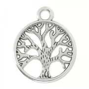 Colgante árbol de la vida 24 mm Chapado Plateado envejecido x1
