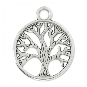 Colgante árbol de la vida 24 mm Chapado Plateado envejecido x1