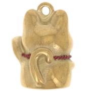 Dije de gato de la suerte Maneki Neko 18x13 mm con resina epoxi - Acero inoxidable 304 Dorado