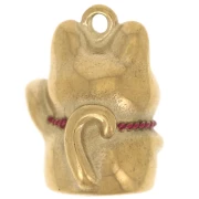 Dije de gato de la suerte Maneki Neko 18x13 mm con resina epoxi - Acero inoxidable 304 Dorado