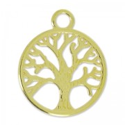 Colgante árbol de vida 24 mm Dorado con oro fino x1
