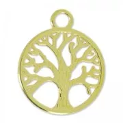 Colgante árbol de vida 24 mm Dorado con oro fino x1