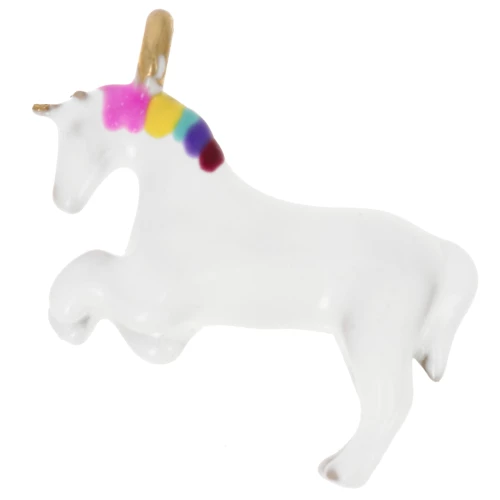 17x20 mm Dije Unicornio con resina epoxi - Acero inoxidable 304 Dorado - Blanco x1