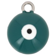 Dije redondo de 8 mm - motivo ojo con resina epoxi - Acero inoxidable 304 - Turquesa x1|raw }}