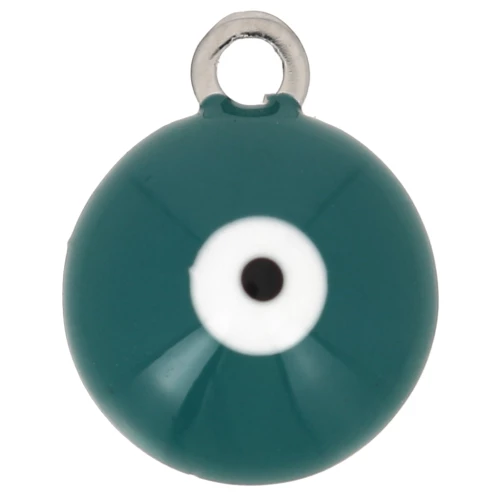 Dije redondo de 8 mm - motivo ojo con resina epoxi - Acero inoxidable 304 - Turquesa x1