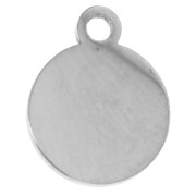 Dije redondo de 8 mm - motivo ojo con resina epoxi - Acero inoxidable 304 - Turquesa x1