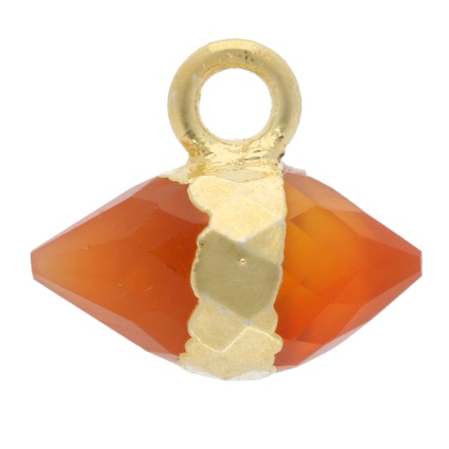 Dije de Cornalina facetada 9x10.5mm - Dorado con oro fino