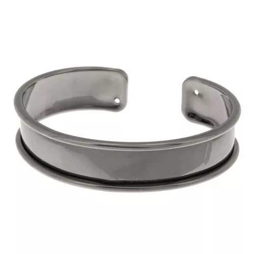 Base pulsera Eco latón con reborde curvado 15 mm gunmetal x1