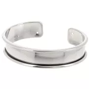 Base pulsera Eco latón con reborde curvado 15 mm rodiado x1