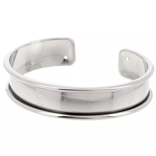 Base pulsera Eco latón con reborde curvado 15 mm rodiado x1