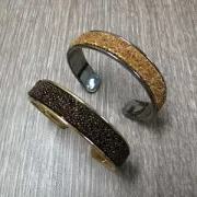 Base pulsera Eco latón con reborde curvado 15 mm rodiado x1