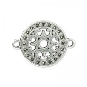 Separador redondo filigrana 2 anillos x 14 mm Chapado Plateado envejecido x1