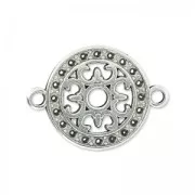 Separador redondo filigrana 2 anillos x 14 mm Chapado Plateado envejecido x1