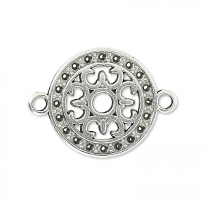 Separador redondo filigrana 2 anillos x 14 mm Chapado Plateado envejecido x1