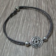 Separador redondo filigrana 2 anillos x 14 mm Chapado Plateado envejecido x1