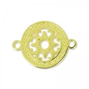 Separador redondo filigrana 2 anillos 14 mm Dorado con oro fino x1