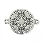 Separador redondo filigrana 2 anillox 20 mm Chapado Plateado envejecido x1