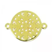 Separador redondo filigrana 2 anillox 20 mm Dorado con oro fino x1